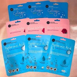 9 Celavi Facial Mask includes 3Collagen, 3Hyaluronic Acid& 3Rose Water Masks NWT